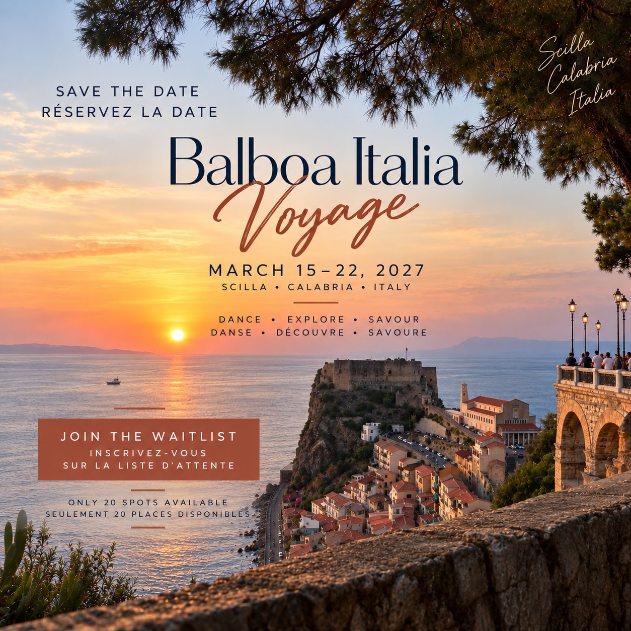 Balboa Italia Voyage — Save the Date, Scilla, Calabria